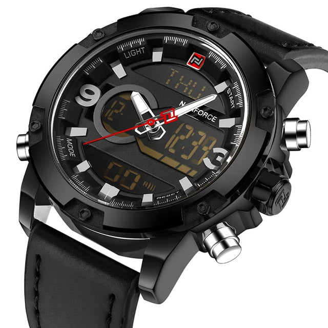 NAVIFORCE Luxury Brand Men Sport Watches Men's Leather Digital Army Military Watch Man Quartz waterproof Clock Relogio Masculino