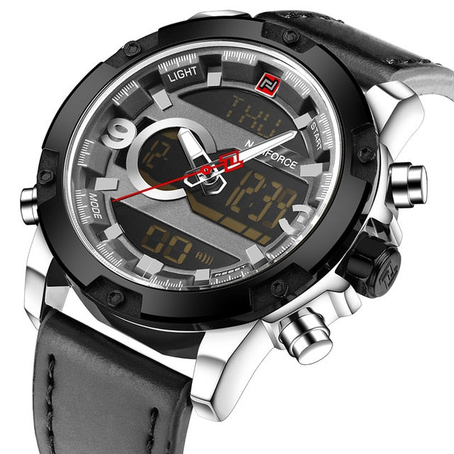 NAVIFORCE Luxury Brand Men Sport Watches Men's Leather Digital Army Military Watch Man Quartz waterproof Clock Relogio Masculino