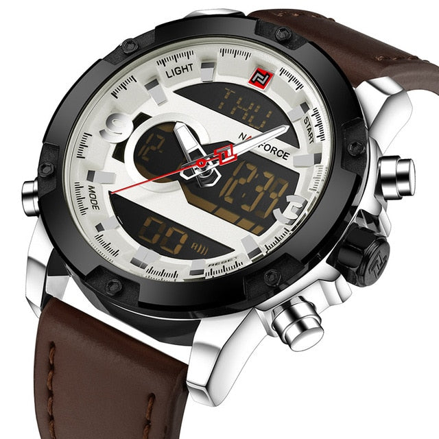 NAVIFORCE Luxury Brand Men Sport Watches Men's Leather Digital Army Military Watch Man Quartz waterproof Clock Relogio Masculino