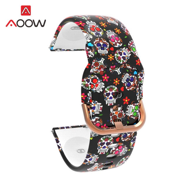 20mm Printing Silicone Watchband for Samsung Galaxy Watch Active 42mm Gear Sport S2 Garmin Amazfit Bracelet Band Strap Correa