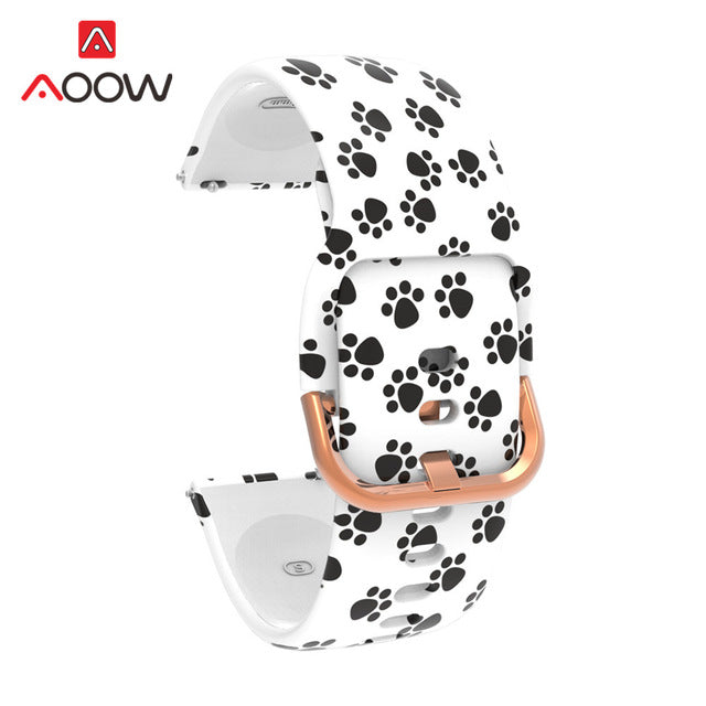 20mm Printing Silicone Watchband for Samsung Galaxy Watch Active 42mm Gear Sport S2 Garmin Amazfit Bracelet Band Strap Correa