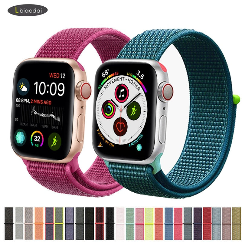 Nylon strap For Apple Watch band 42mm 38mm iWatch 4 band 44mm 40mm Bracelet Sport loop watchband watch belt Breathable 5 4 3 2 1