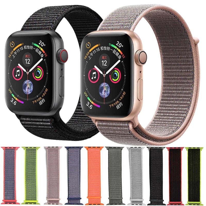 Loop woven Nylon band strap for apple watch band 42mm 38mm sport fabric nylon bracelet 44mm 40mm iwatch 5/4/3/2 watchband