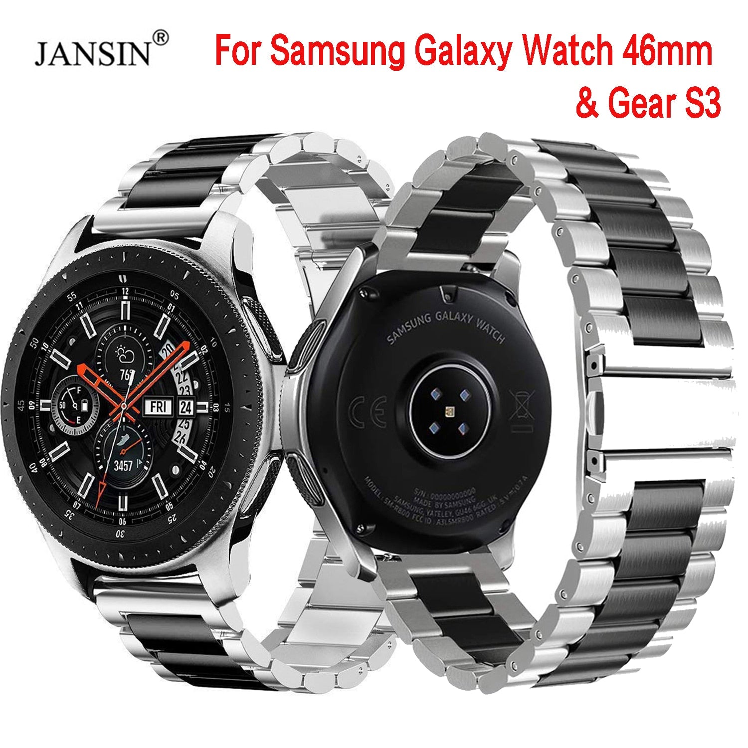 22mm Width Universal Stainless Steel Band For Samsung Galaxy Watch 46mm /Gear S3 Classic/S3 Frontier Watch Strap Metal Wristband