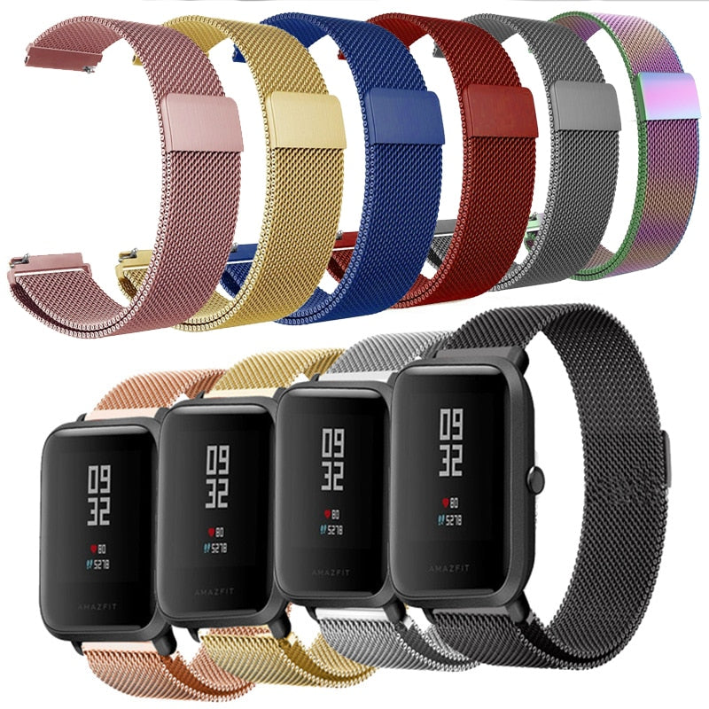 Milanese Loop Watch Band For Amazfit Pace Bip Xiaomi Huami strap Stainless Steel Milanese Band  Size Bands Strap 20mm 22mm band
