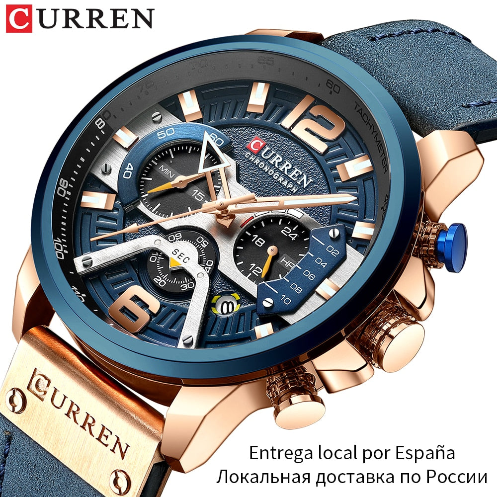 Wristwatch Mens CURREN 2019 Top Brand Luxury Sports Watch Men Fashion Leather Watches with Calendar for Men Black Male Clock