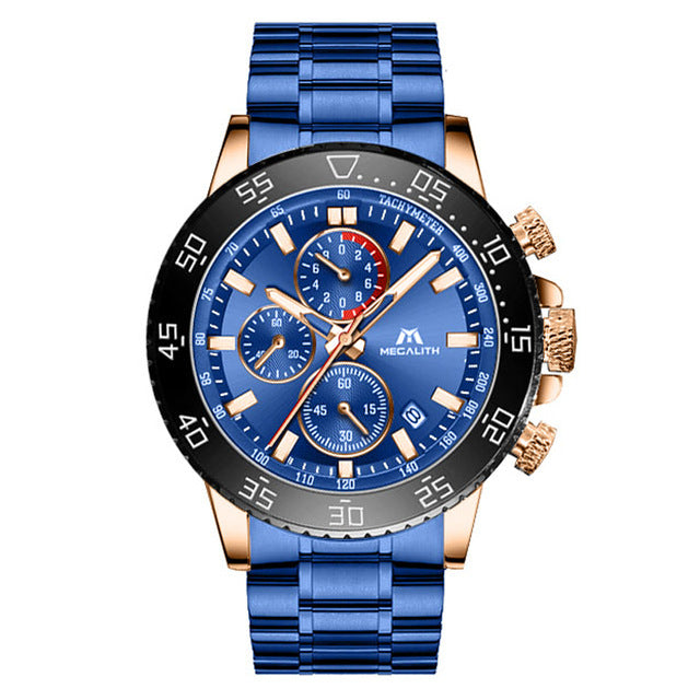 MEGALITH Watches Mens Waterproof Analogue Clock Fashion Stainless Steel Waterproof Luminous Watch Men Sports Relogio Masculino
