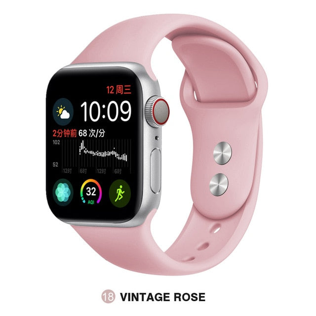 Silicone strap For Apple Watch band 38mm 42mm iwatch 5 Band 44mm 40mm Sport bracelet Rubber watchband for  iwatch 4 3 2 1