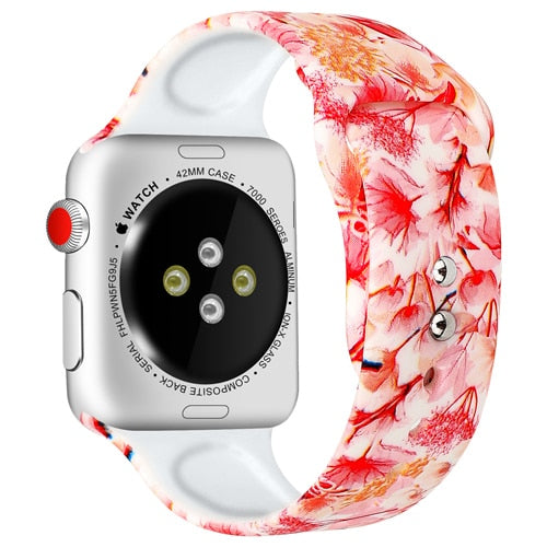 Silicone strap for Apple watch band 38m 42mm iWatch 5 band 44mm 40mm Printed watchband bracelet Apple watch 5 4 3 21 Accessories