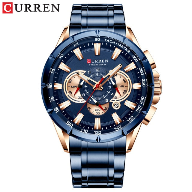 CURREN Wrist Watch Men Waterproof Chronograph Military Army Stainless Steel Male Clock Top Brand Luxury Man Sport Watches 8363