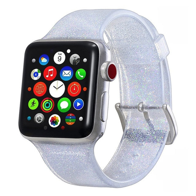 Glitter Strap for Apple Watch Band pulseira Apple Watch 5 4 3 correa 40mm 44mm iwatch band 38mm 42mm Silicone Bracelet watchband