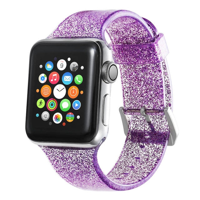 Glitter Strap for Apple Watch Band pulseira Apple Watch 5 4 3 correa 40mm 44mm iwatch band 38mm 42mm Silicone Bracelet watchband
