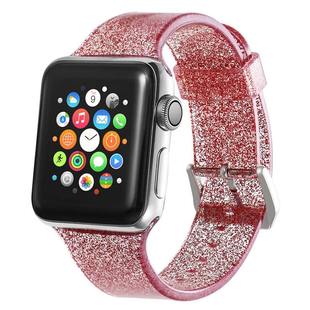 Glitter Strap for Apple Watch Band pulseira Apple Watch 5 4 3 correa 40mm 44mm iwatch band 38mm 42mm Silicone Bracelet watchband