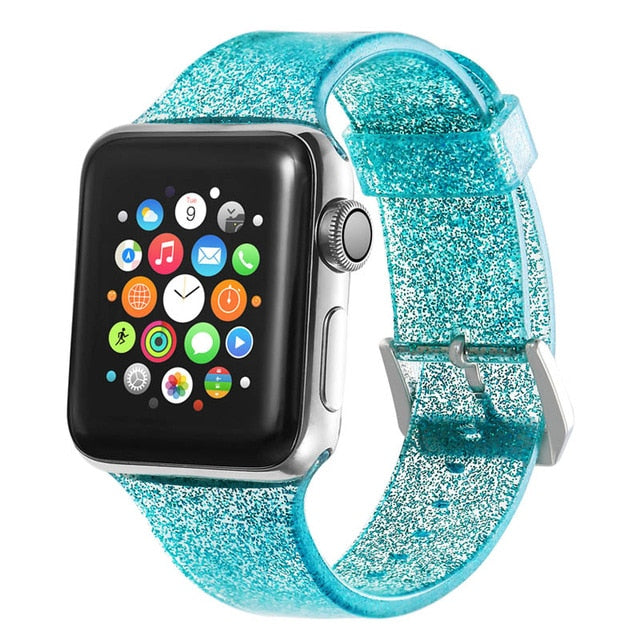 Glitter Strap for Apple Watch Band pulseira Apple Watch 5 4 3 correa 40mm 44mm iwatch band 38mm 42mm Silicone Bracelet watchband