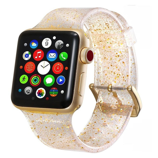 Glitter Strap for Apple Watch Band pulseira Apple Watch 5 4 3 correa 40mm 44mm iwatch band 38mm 42mm Silicone Bracelet watchband