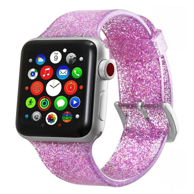 Glitter Strap for Apple Watch Band pulseira Apple Watch 5 4 3 correa 40mm 44mm iwatch band 38mm 42mm Silicone Bracelet watchband