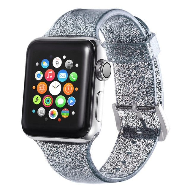Glitter Strap for Apple Watch Band pulseira Apple Watch 5 4 3 correa 40mm 44mm iwatch band 38mm 42mm Silicone Bracelet watchband