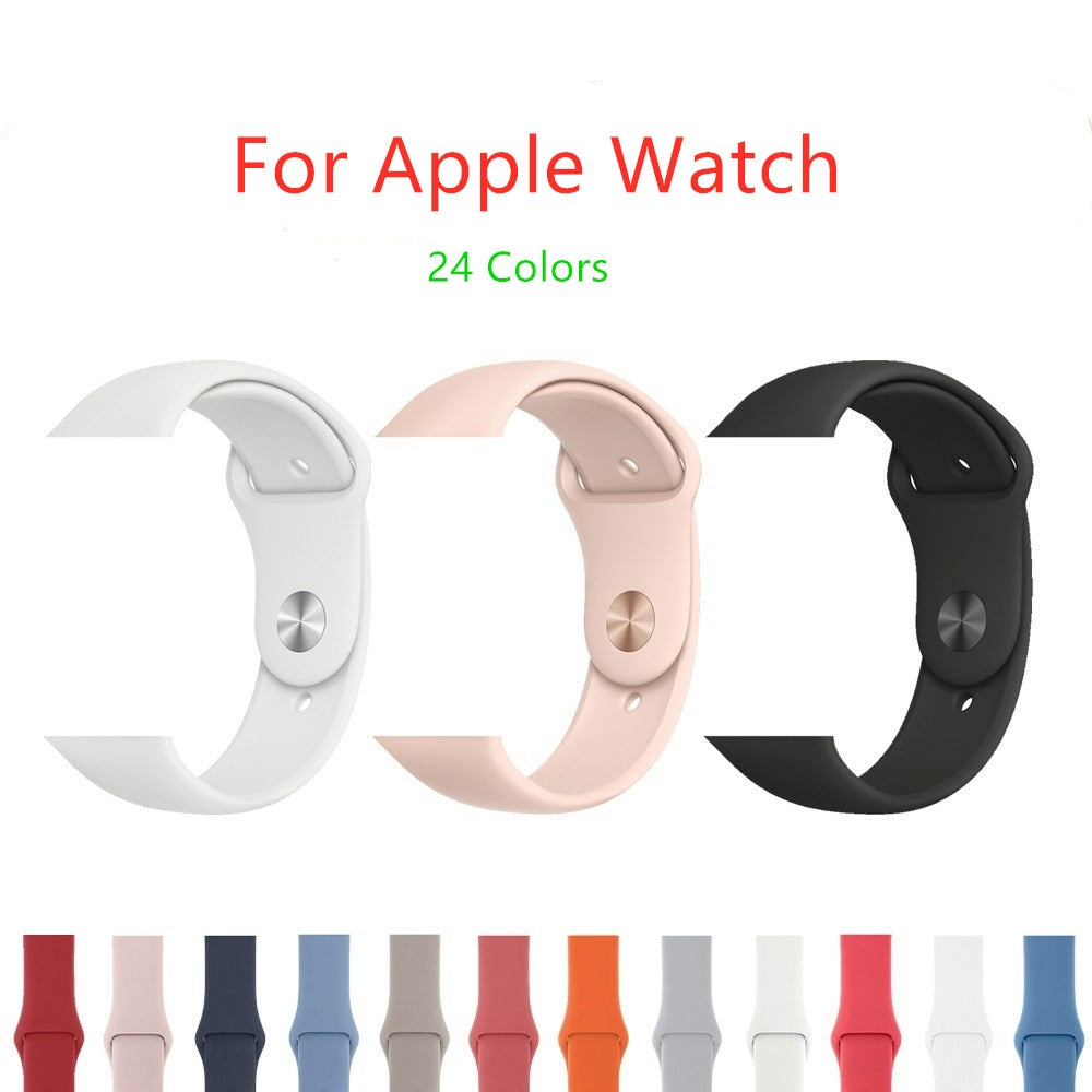 Band for Apple Watch 5 4 3 2 1 42MM 38MM 24 Colors soft rubber strap Silicone Sports  bands for Iwatch 5 4 3 40mm 44mm