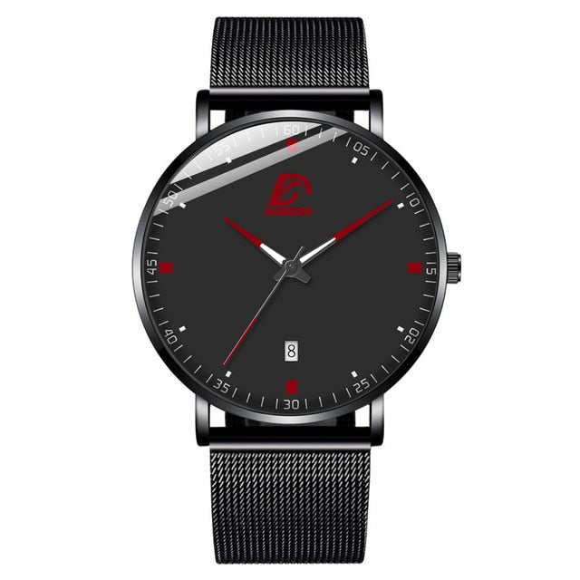 2020 Fashion Mens Business Minimalist Watches Luxury Ultra Thin Stainless Steel Mesh Belt Analog Quartz Watch relogio masculino