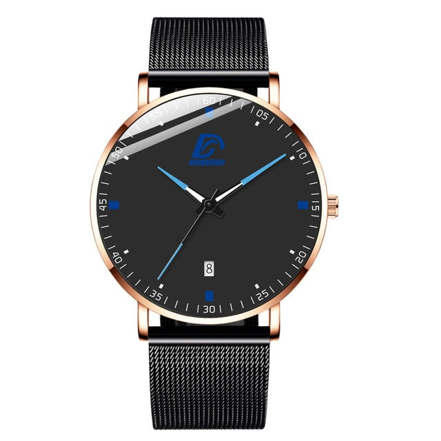 2020 Fashion Mens Business Minimalist Watches Luxury Ultra Thin Stainless Steel Mesh Belt Analog Quartz Watch relogio masculino