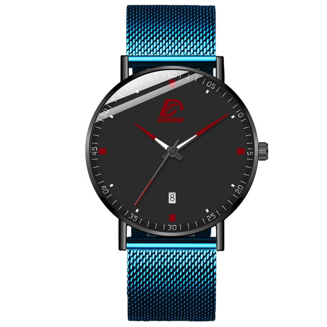 2020 Fashion Mens Business Minimalist Watches Luxury Ultra Thin Stainless Steel Mesh Belt Analog Quartz Watch relogio masculino