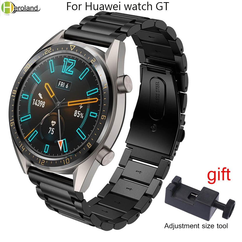 22mm Watch Strap Stainless Steel for Huawei Watch GT/GT2 honor magic Quick Release Watchband For Samsung Gear S3 Wristband +Tool