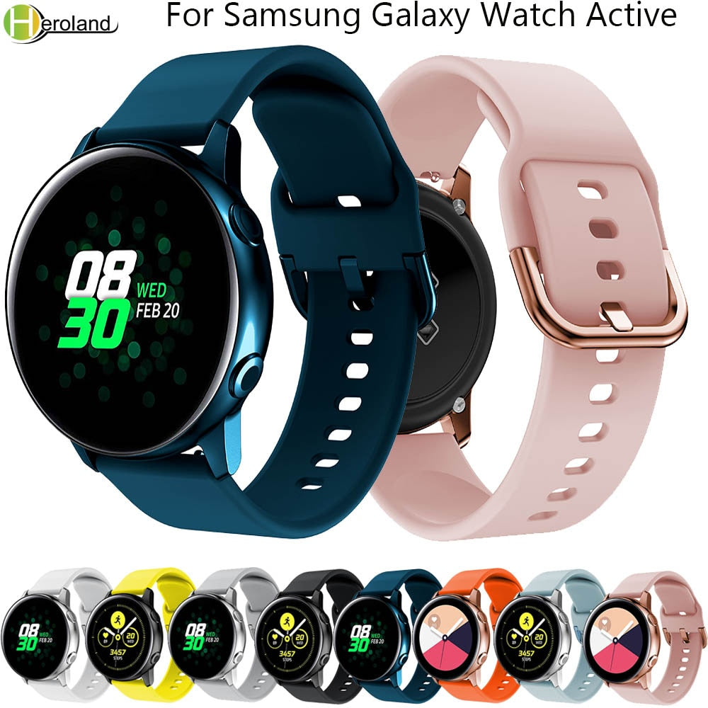silicone 20mm Watch strap for Original Samsung Galaxy Watch Active Band Galaxy 42mm gear S2 bip Sport Smart Wristbands Watchband