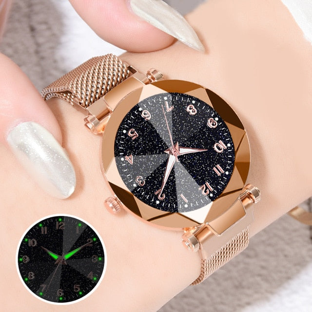 Luxury Women's Watches Bracelet Quartz Stainless Steel illuminate Magnet watch women Starry Sky Wrist Watch Ladies Dress Clock
