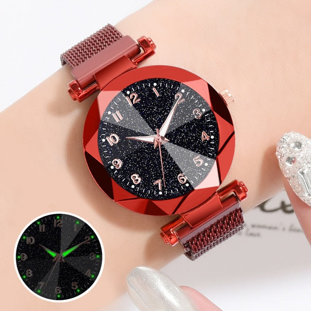 Luxury Women's Watches Bracelet Quartz Stainless Steel illuminate Magnet watch women Starry Sky Wrist Watch Ladies Dress Clock