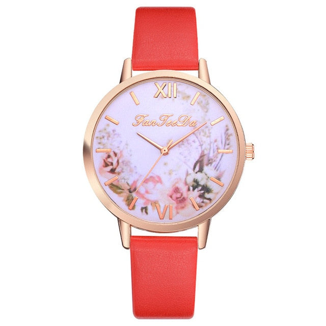 Fashion Women Watches Flower Pattern Quartz Leather Band Watch Analog Quartz Wrist Watch Luxury Dress Dropshipping relogio #C