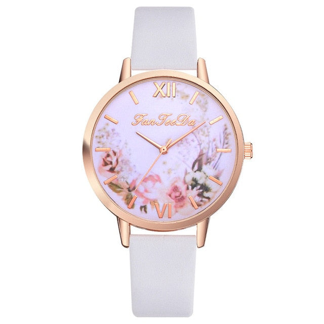 Fashion Women Watches Flower Pattern Quartz Leather Band Watch Analog Quartz Wrist Watch Luxury Dress Dropshipping relogio #C