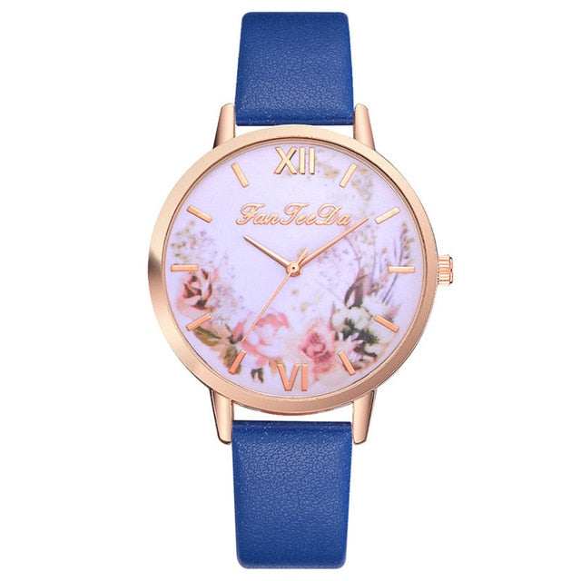 Fashion Women Watches Flower Pattern Quartz Leather Band Watch Analog Quartz Wrist Watch Luxury Dress Dropshipping relogio #C