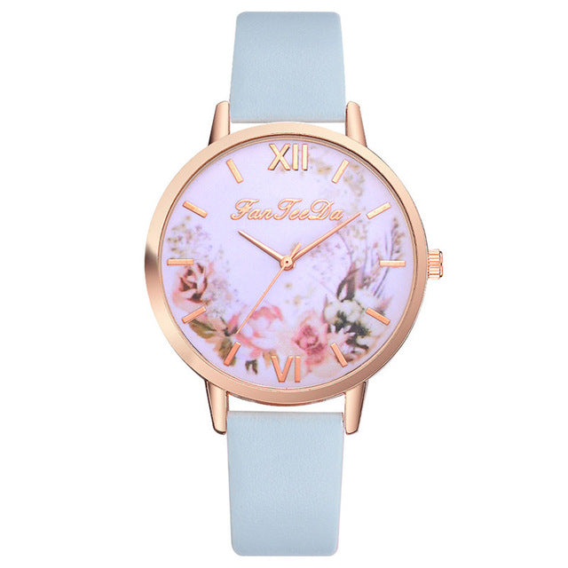 Fashion Women Watches Flower Pattern Quartz Leather Band Watch Analog Quartz Wrist Watch Luxury Dress Dropshipping relogio #C