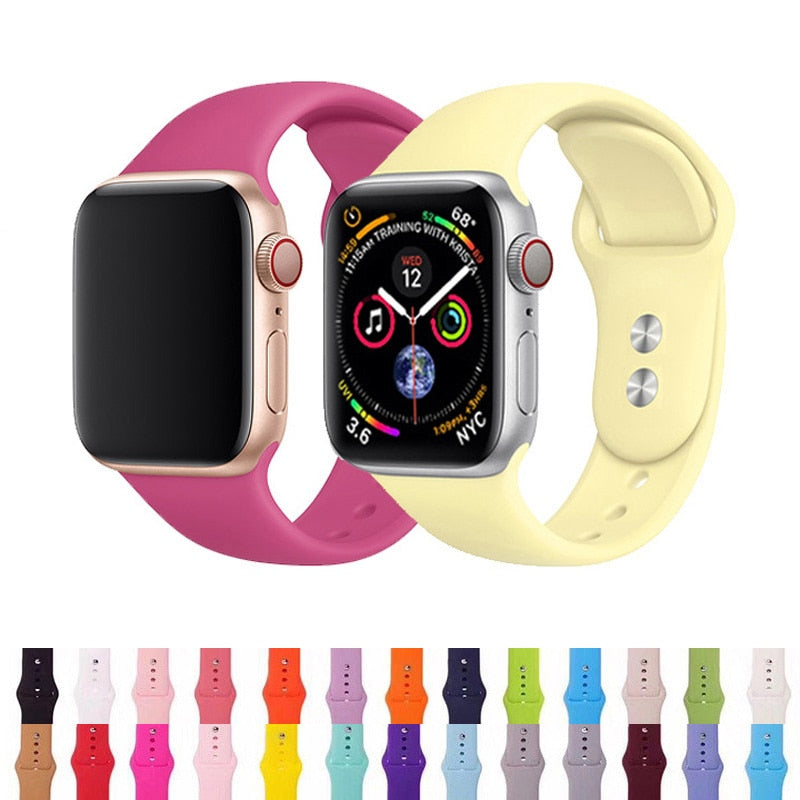 Strap For Apple Watch band 38mm 42mm iWatch 4 band 44mm 40mm Sport Silicone soft Bracelet correa Apple watch 5 4 3 2 Accessories