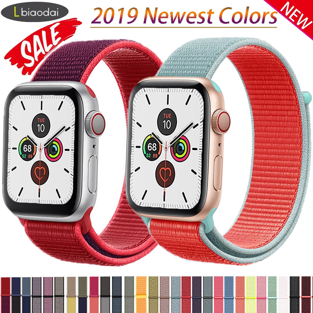 Nylon strap For Apple Watch band apple watch 5 4 3 2 44mm 40mm iWatch band 42mm 38mm correa Sport loop belt Bracelet Accessories