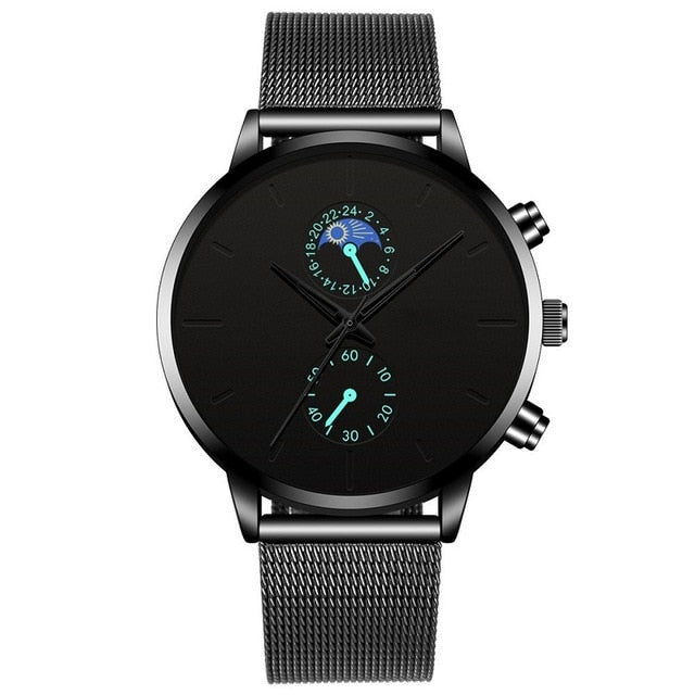 relogio masculino 2020 Fashion Watch Men Business Casual Watches Luxury Black Stainless Steel Mesh Belt Quartz Wristwatch