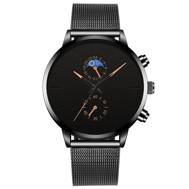 relogio masculino 2020 Fashion Watch Men Business Casual Watches Luxury Black Stainless Steel Mesh Belt Quartz Wristwatch
