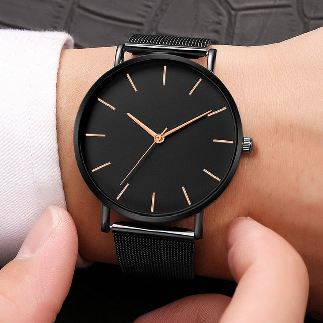 Men Simple Watches Quartz Wrist watch Man Sport Analog Wristwatch Stainless Steel Casual Bracele Watch Simple Top Brand Clock