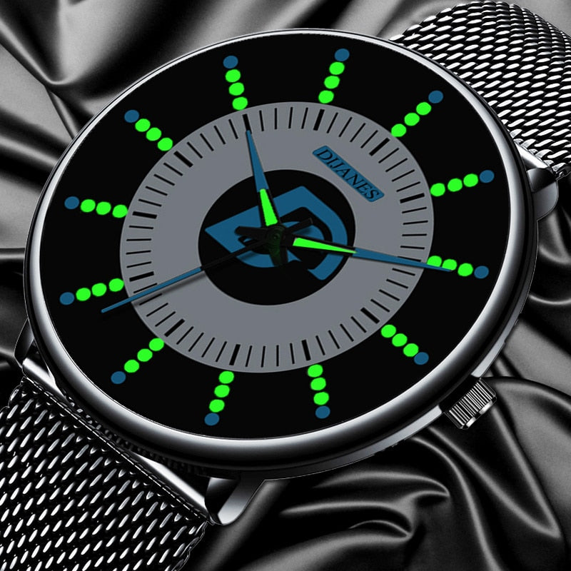 2020 Mens Fashion Black Classic Watches Luxury Men Business Casual Quartz Watch Mesh Belt Luminous Hands Clock relogio masculino