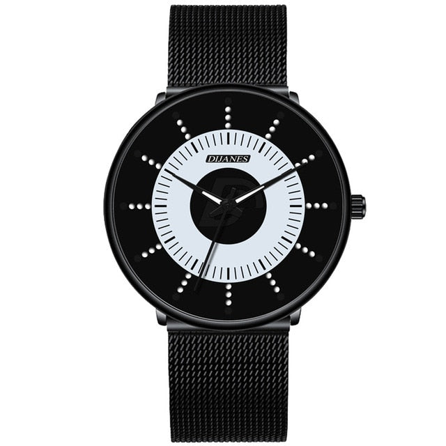 2020 Mens Fashion Black Classic Watches Luxury Men Business Casual Quartz Watch Mesh Belt Luminous Hands Clock relogio masculino