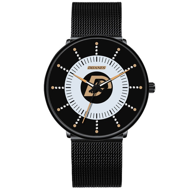 2020 Mens Fashion Black Classic Watches Luxury Men Business Casual Quartz Watch Mesh Belt Luminous Hands Clock relogio masculino