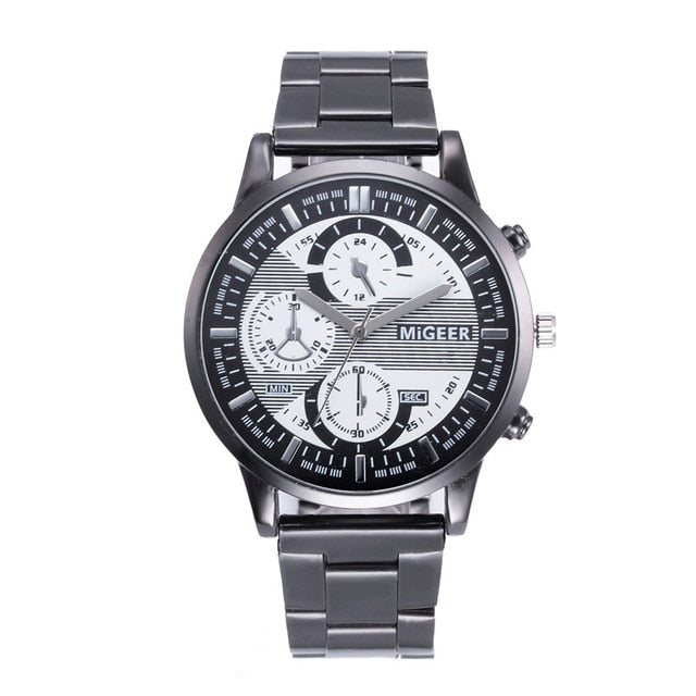 Mens Watches Top Brand Luxury Crystal Stainless Steel Analog Quartz Wrist Watch Bracelet Clock Erkek kol saati orologio uomo /N6