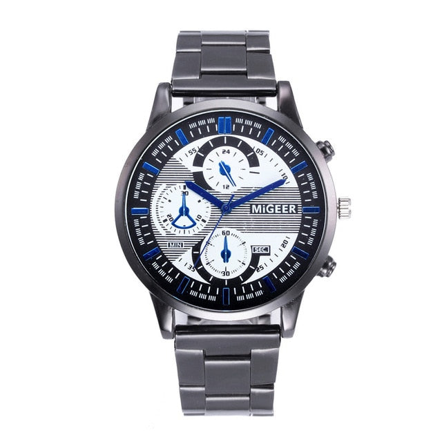 Mens Watches Top Brand Luxury Crystal Stainless Steel Analog Quartz Wrist Watch Bracelet Clock Erkek kol saati orologio uomo /N6