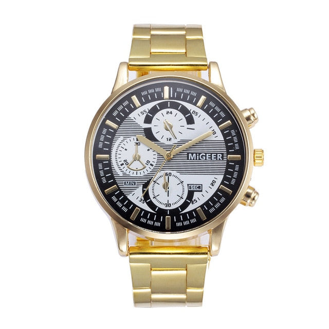 Mens Watches Top Brand Luxury Crystal Stainless Steel Analog Quartz Wrist Watch Bracelet Clock Erkek kol saati orologio uomo /N6