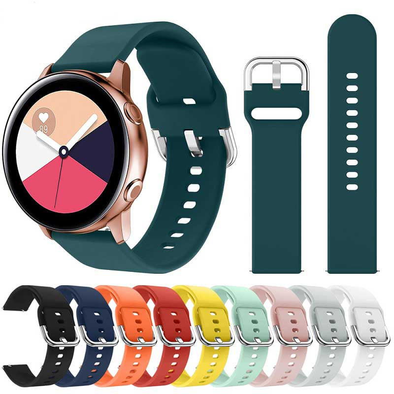 20mm22mm Soft Silicone Watchband for Samsung Galaxy Watch Active 42mm Gear S2 Sport Waterproof Women Men Bracelet Band Strap