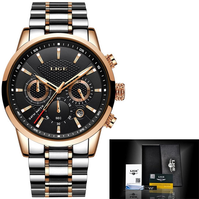 LIGE 2020 New Watch Men Fashion Sport Quartz Clock Mens Watches Brand Luxury Leather Business Waterproof Watch Relogio Masculino