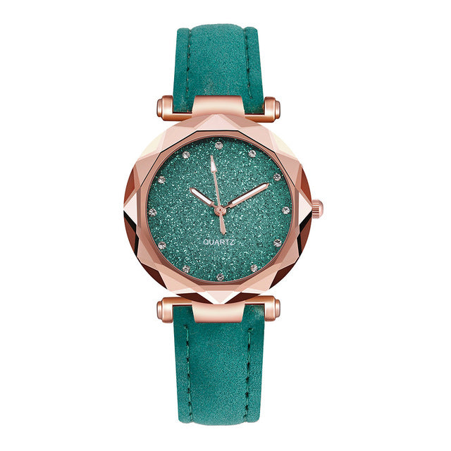 Ladies Watch Fashion Women's Watches Casual Leather Band Crystal Dial Quartz Wrist Watches Relogio Feminino zegarki damskie 1