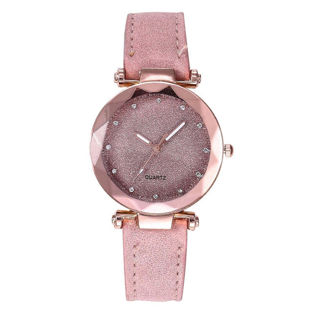 Ladies Watch Fashion Women's Watches Casual Leather Band Crystal Dial Quartz Wrist Watches Relogio Feminino zegarki damskie 1