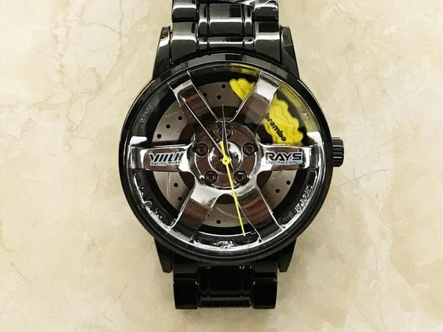 New TE37 SR Men Rim Hub Watch Metal Custom Design Car Wrist Watch Stainless Steel Custom not Printing Wheel Rim Hub Watch Men