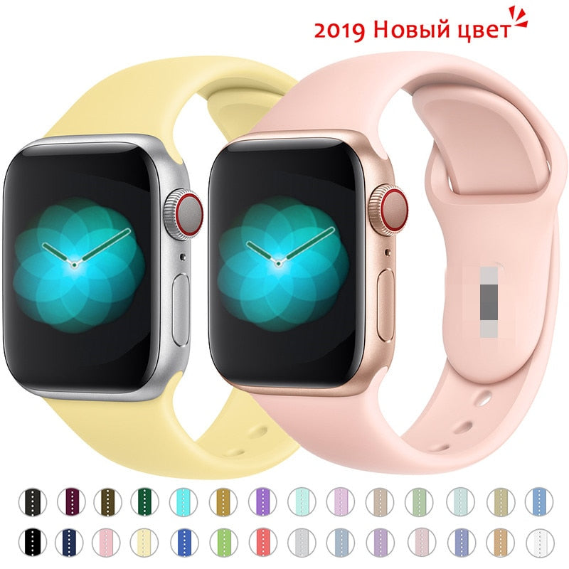 2019 new band for Apple Watch 5 4 3 2 1 30 color soft Silicone Sports 38MM 42MM Bands Rubber Strap for Iwatch series 4 40mm 44mm
